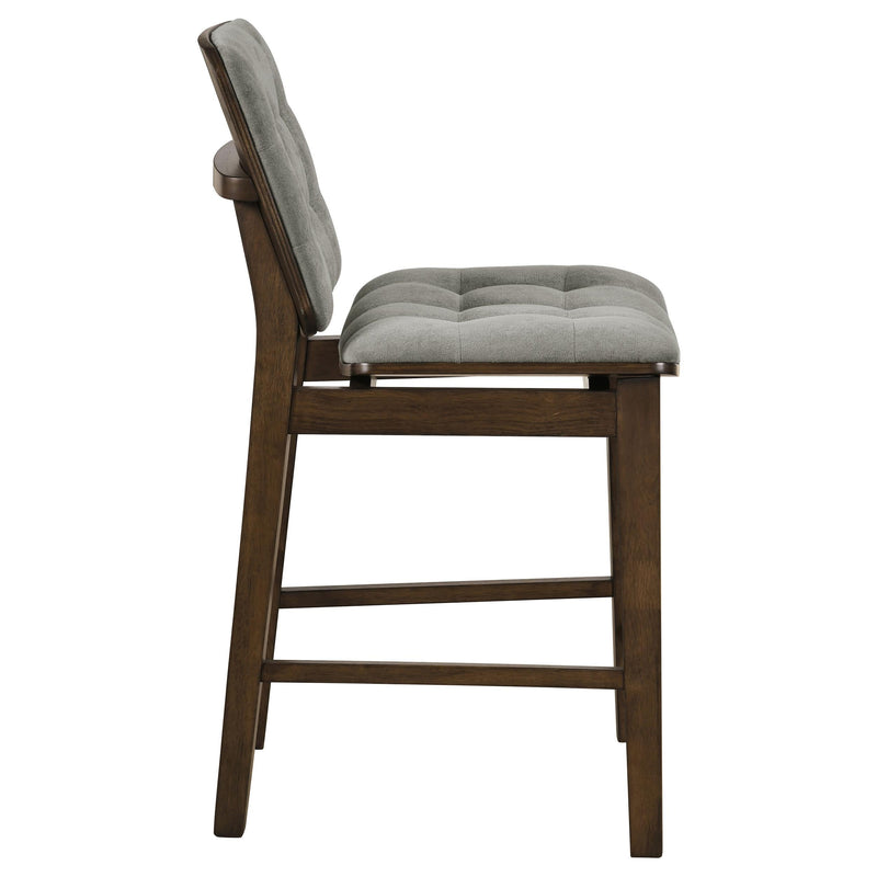 Redbridge Upholstered Counter Chair Grey and Walnut (Set of 2) - 193969WAL