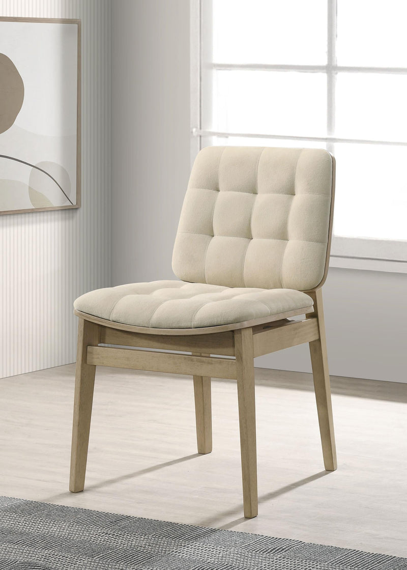 Redbridge Upholstered Side Chair Cream and Natural Oak (Set of 2) - 193952NAT