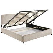 Reeves Upholstered Eastern King Lift-Top Storage Platform Bed Beige - 315918BGEKE
