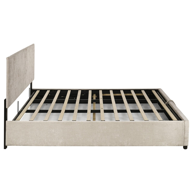 Reeves Upholstered Eastern King Lift-Top Storage Platform Bed Beige - 315918BGEKE