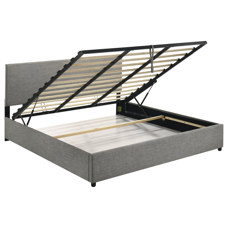 Reeves Upholstered Eastern King Lift-Top Storage Platform Bed Grey - 315918GRYKE