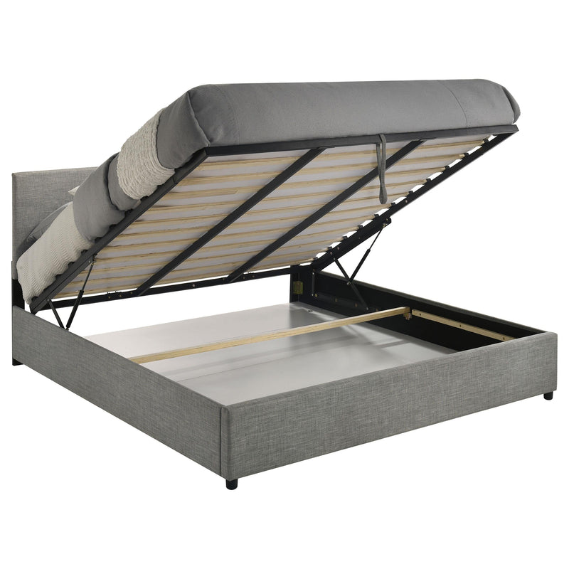 Reeves Upholstered Eastern King Lift-Top Storage Platform Bed Grey - 315918GRYKE