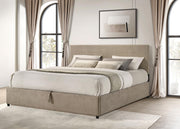 Reeves Upholstered Eastern King Lift-Top Storage Platform Bed Tan - 315918TANKE