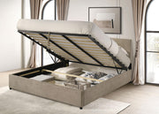 Reeves Upholstered Eastern King Lift-Top Storage Platform Bed Tan - 315918TANKE