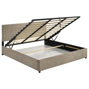 Reeves Upholstered Eastern King Lift-Top Storage Platform Bed Tan - 315918TANKE