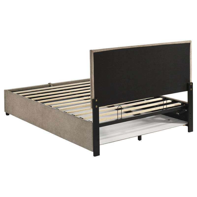 Reeves Upholstered Full Lift-Top Storage Platform Bed Tan - 315918TANF
