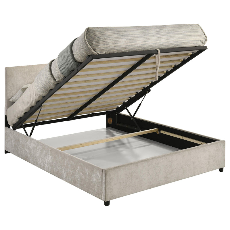 Reeves Upholstered Queen Lift-Top Storage Platform Bed Beige - 315918BGEQ