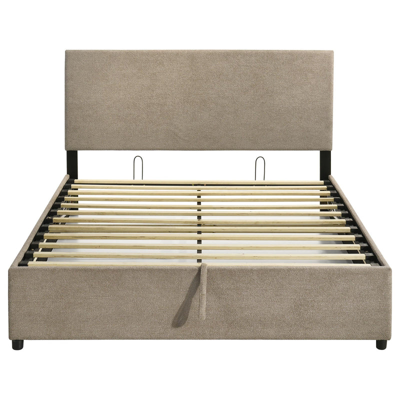 Reeves Upholstered Queen Lift-Top Storage Platform Bed Tan - 315918TANQ