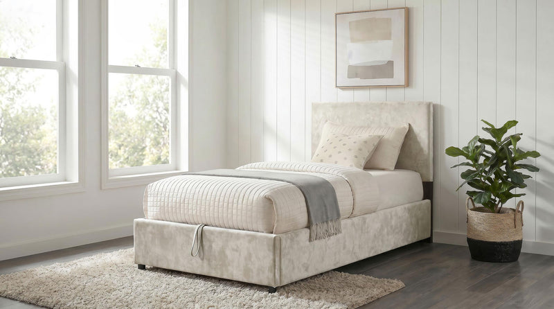 Reeves Upholstered Twin Lift-Top Storage Platform Bed Beige - 315918BGET