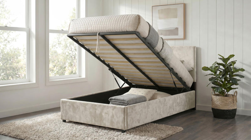 Reeves Upholstered Twin Lift-Top Storage Platform Bed Beige - 315918BGET