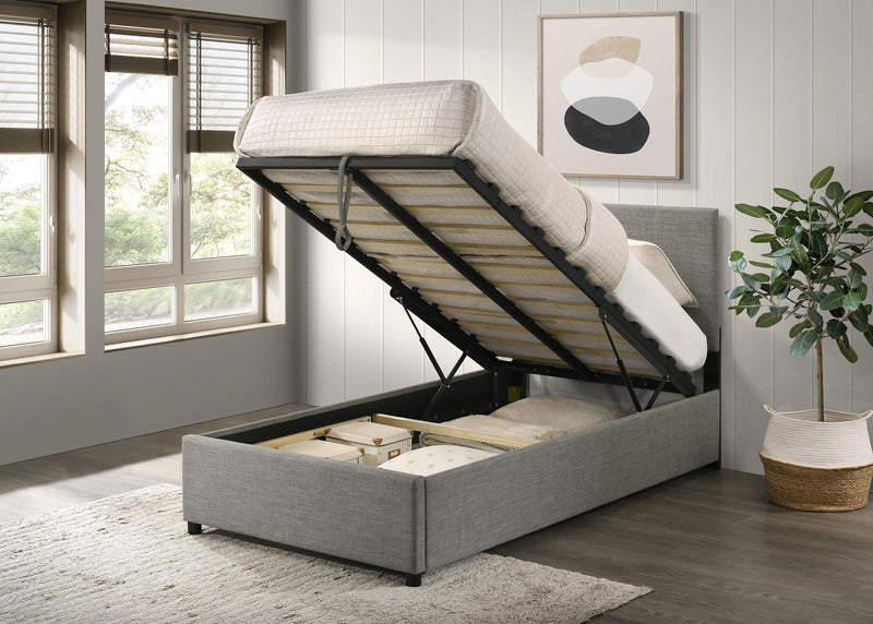 Reeves Upholstered Twin Lift-Top Storage Platform Bed Grey - 315918GRYT
