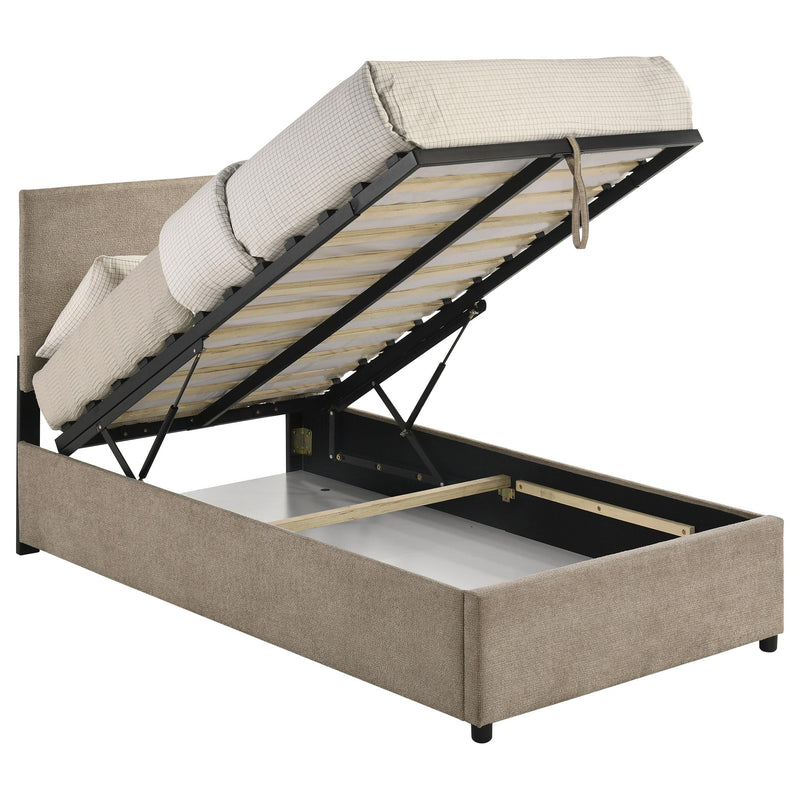 Reeves Upholstered Twin Lift-Top Storage Platform Bed Tan - 315918TANT
