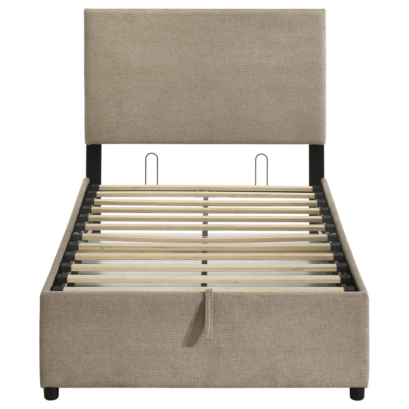 Reeves Upholstered Twin Lift-Top Storage Platform Bed Tan - 315918TANT