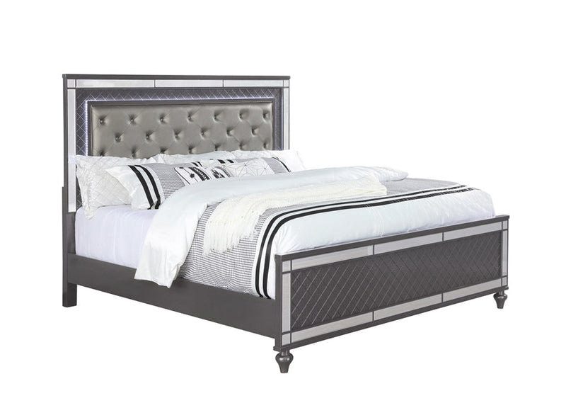 Refino Gray LED King Panel Bed - Lara Furniture