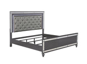 Refino Gray LED Queen Panel Bed - Lara Furniture