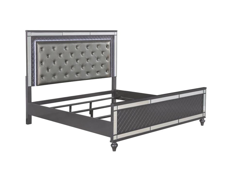 Refino Gray LED Queen Panel Bed - Lara Furniture