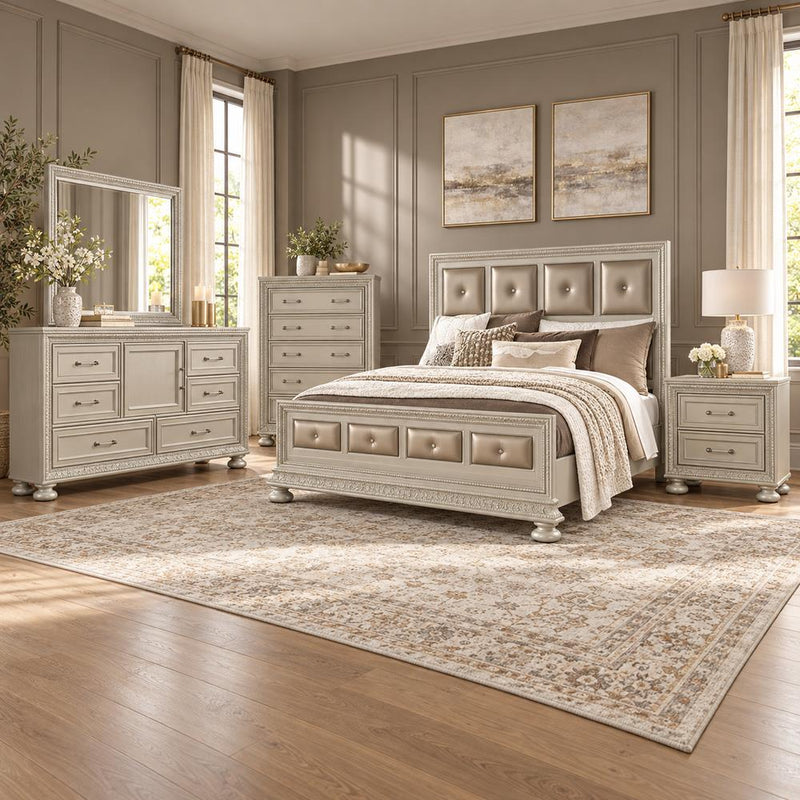 Regency - Cream King Bed, Dresser, Mirror - B346-KDM
