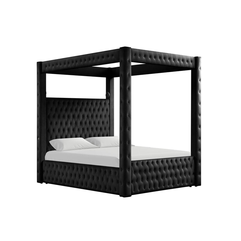 Remi - Black Upholstered King Bed with Bluetooth Speaker & USB Charger - B174-K-Bed