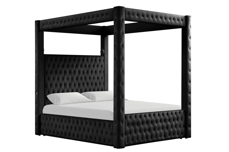 Remi - Black Upholstered King Bed with Bluetooth Speaker & USB Charger - B174-K-Bed