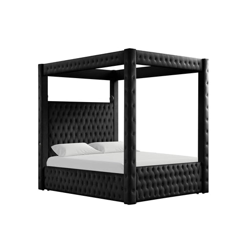 Remi - Black Upholstered Queen Bed with Bluetooth Speaker & USB Charger - B174-Q-Bed