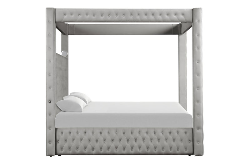 Remi - Gray Upholstered King Bed with Bluetooth Speaker & USB Charger - B175-K-Bed