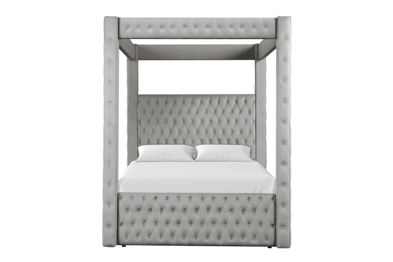 Remi - Gray Upholstered Queen Bed with Bluetooth Speaker & USB Charger - B175-Q-Bed