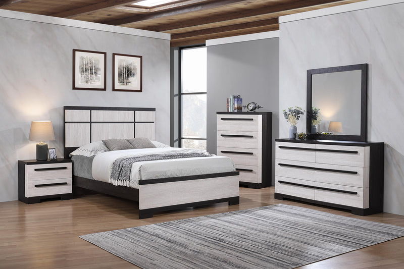 Remington Black/White King Panel Bed - Lara FurnitureKing Bed