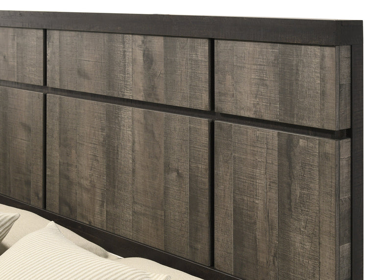 Remington Brown/Gray King Panel Bed - Lara FurnitureKing Bed