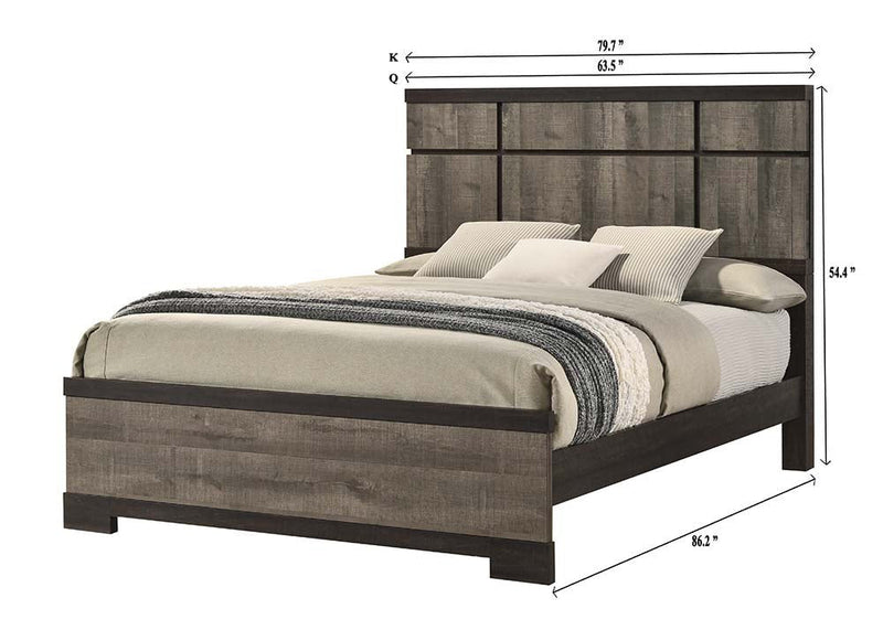 Remington Brown/Gray Queen Panel Bed - Lara FurnitureQueen Bed