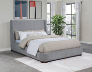 Rennes Upholstered Eastern King Wingback Platform Bed Grey - 315928KE