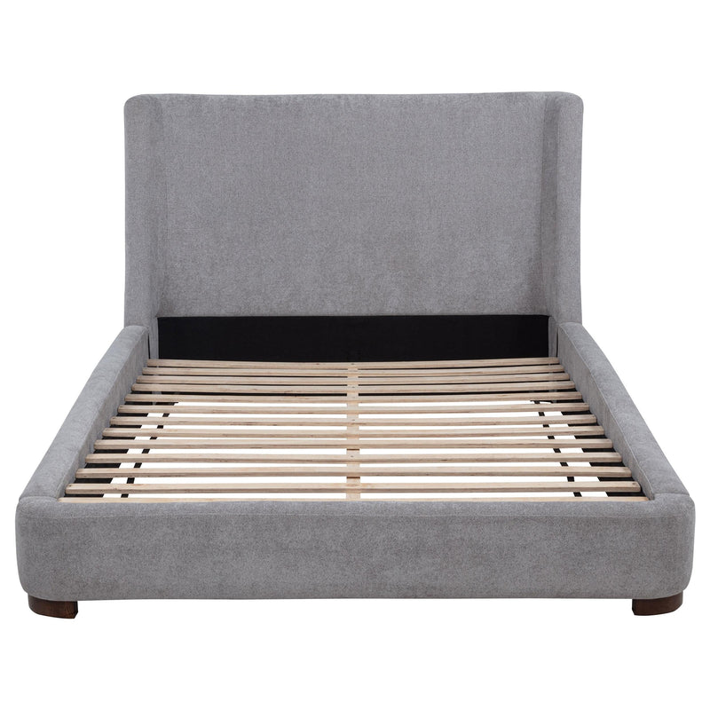 Rennes Upholstered Queen Wingback Platform Bed Grey - 315928Q