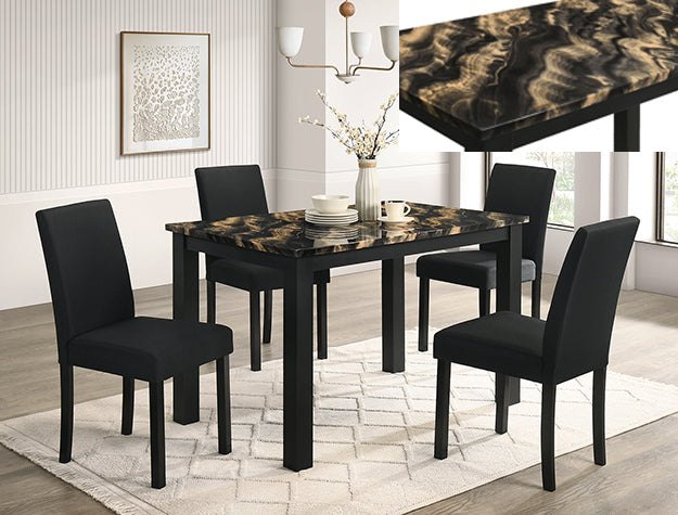 Resia Dining Table-Faux Marble Gbk - 2120GBK-T-3048