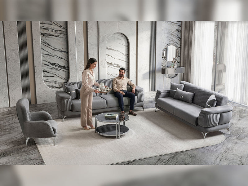 Resital 3-pieces (Sofa & Loveseat & Chair) Livingroom Set in Cream - 200-ST-RES-FLORIA04-321
