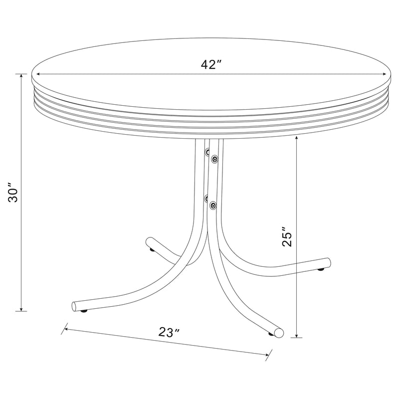 Retro 5-piece Round Dining Table Set White and Red - 2388-S5R