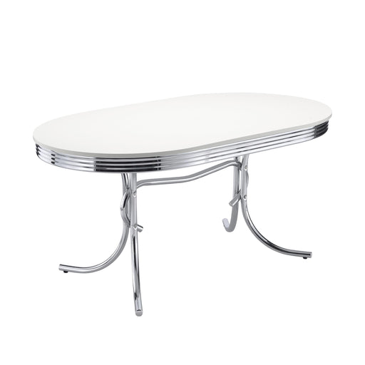 Retro Oval 60-inch Wood Top Dining Table White and Chrome - 2065