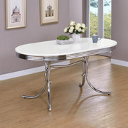 Retro Oval 60-inch Wood Top Dining Table White and Chrome - 2065