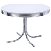 Retro Round 42-inch Wood Top Dining Table White and Chrome - 2388