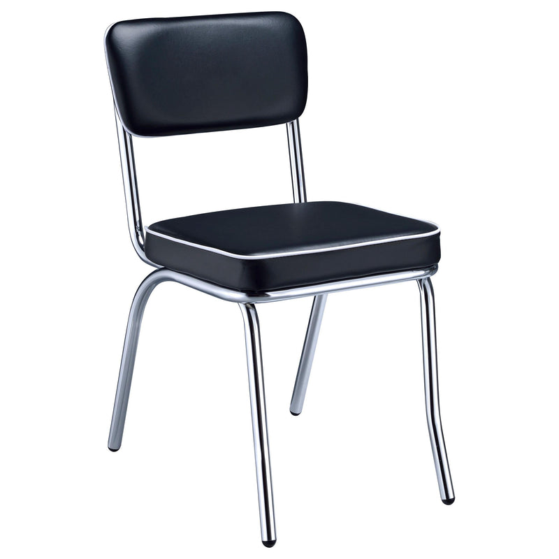 Retro Upholstered Dining Side Chair Black (Set of 2) - 2066