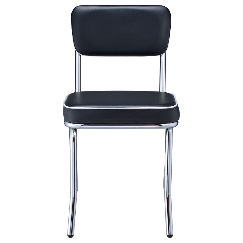 Retro Upholstered Dining Side Chair Black (Set of 2) - 2066