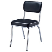 Retro Upholstered Dining Side Chair Black (Set of 2) - 2066