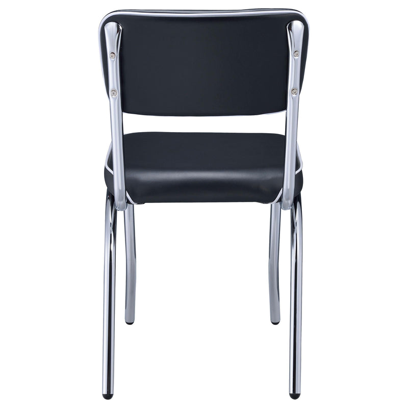 Retro Upholstered Dining Side Chair Black (Set of 2) - 2066