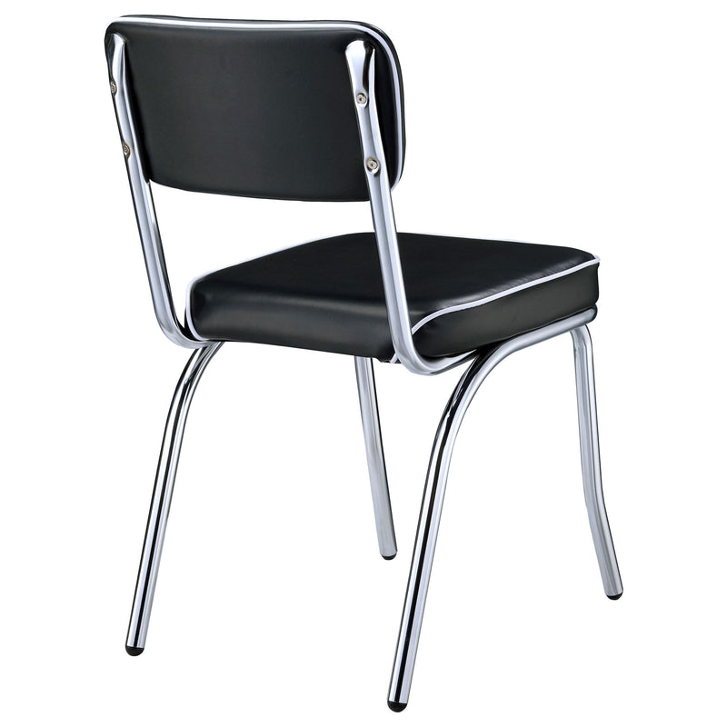 Retro Upholstered Dining Side Chair Black (Set of 2) - 2066