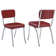 Retro Upholstered Dining Side Chair Red (Set of 2) - 2450R