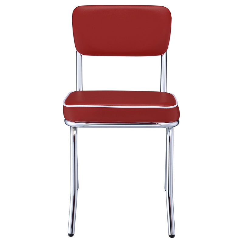 Retro Upholstered Dining Side Chair Red (Set of 2) - 2450R