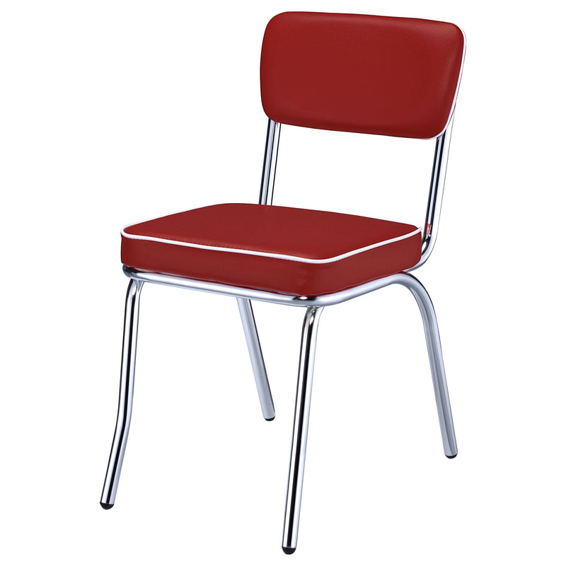 Retro Upholstered Dining Side Chair Red (Set of 2) - 2450R
