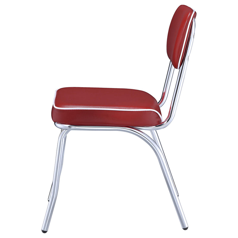 Retro Upholstered Dining Side Chair Red (Set of 2) - 2450R