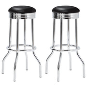 Retro Upholstered Metal Swivel Bar Stool Black (Set of 2) - 2408