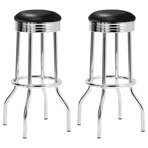 Retro Upholstered Metal Swivel Bar Stool Black (Set of 2) - 2408
