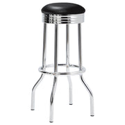 Retro Upholstered Metal Swivel Bar Stool Black (Set of 2) - 2408
