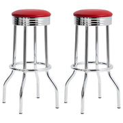 Retro Upholstered Metal Swivel Bar Stool Red (Set of 2) - 2299R